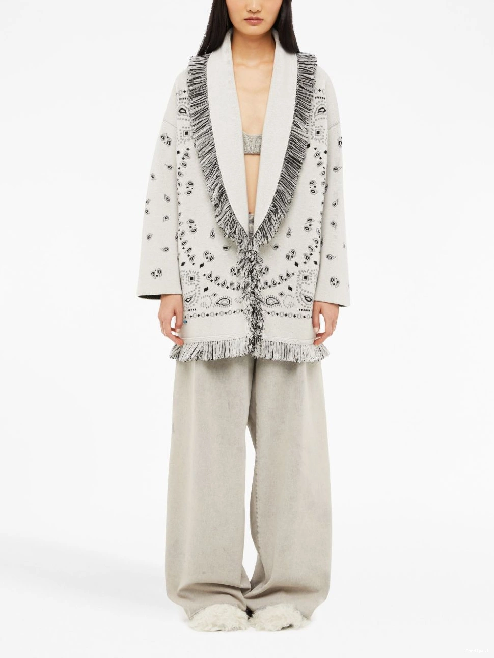 Cheap Jacquard cashmere Bandana cardigan Alanui Women fringed 0721